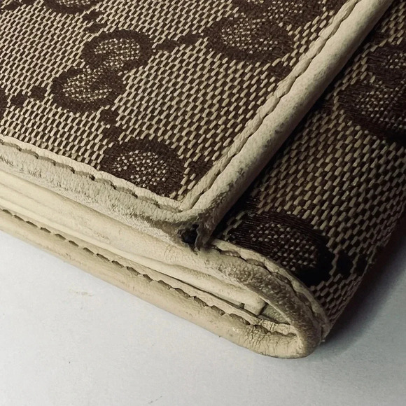 Authentic Gucci GG Long Wallet Beige White Gold Canvas Leather Monogram GUCCI - Picture 12 of 17